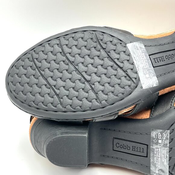 8N 8 NARROW WIDTH Cobb Hill Aubrey Black Leather T-Strap Block Heels Shoes - Picture 10 of 15